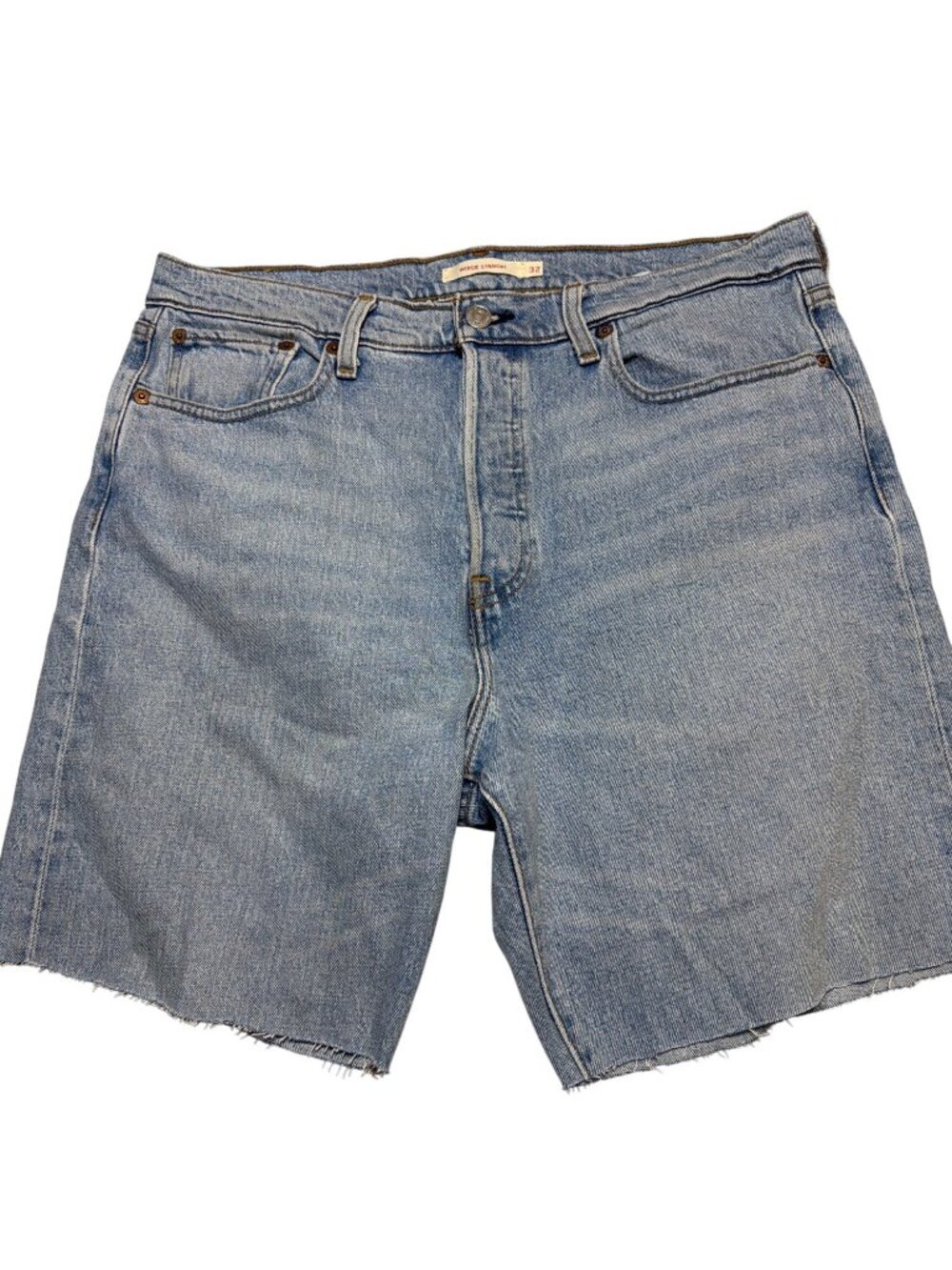 Levis Wedgie Straight Denim Cutoff Blue Jeans Shorts Button Fly Size 32 Womens